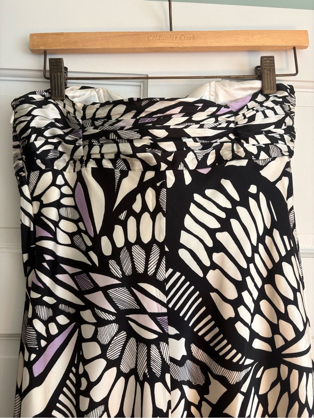 Laundry by Shelli Segal Strapless Sweetheart Long Dress Black White Purple 4 - Picture 11 of 16